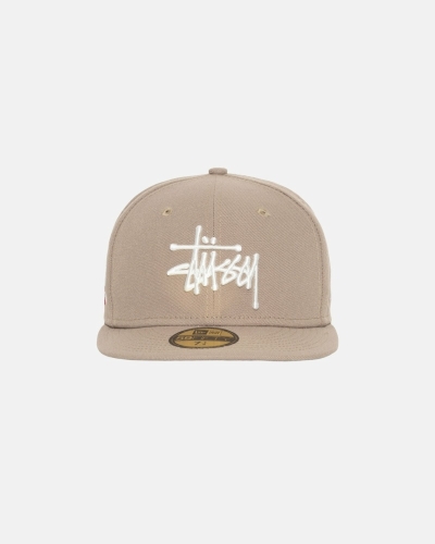 Khaki Men's Stussy Authentic New Era Caps | AU0000375