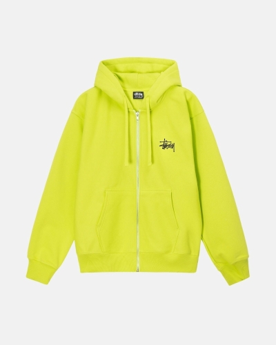 Light Green Men's Stussy Basic Zip Hoodies | AU0000015