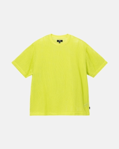 Light Green Men's Stussy Cotton Mesh Ss Crew T Shirts | AU0000143