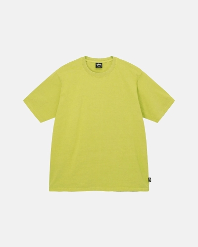 Light Green Men's Stussy Heavyweight Pigment Dyed Crew T Shirts | AU0000196