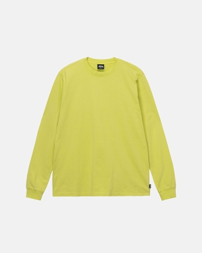 Light Green Men's Stussy Heavyweight Pigment Dyed Ls Crew T Shirts | AU0000207