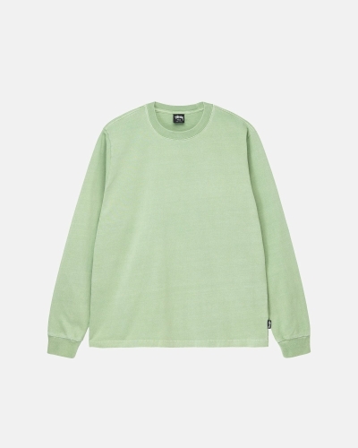 Mint Men's Stussy Heavyweight Pigment Dyed Ls Crew T Shirts | AU0000212