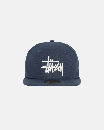 Navy Men's Stussy Authentic New Era Caps | AU0000372