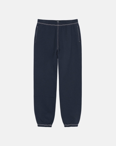 Navy Men's Stussy Contrast Stitch Label Pant Sweatpants | AU0000875