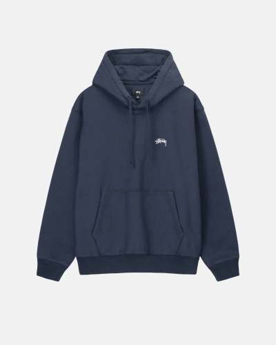 Navy Men's Stussy Overdyed Stock Logo Hoodies | AU0000049