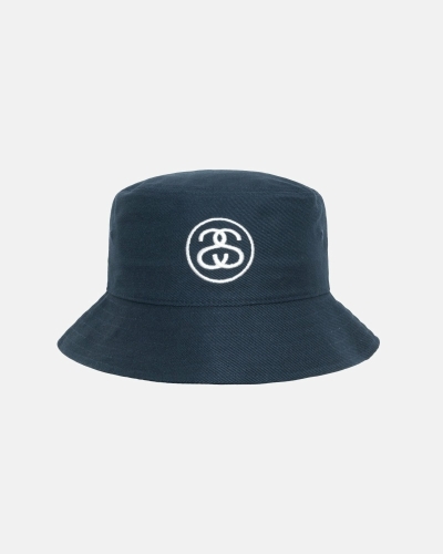 Navy Men's Stussy Ss Link Deep Bucket Hats | AU0000476