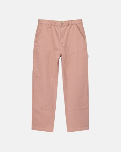 Pink Men's Stussy Canvas Work Pants | AU0000552