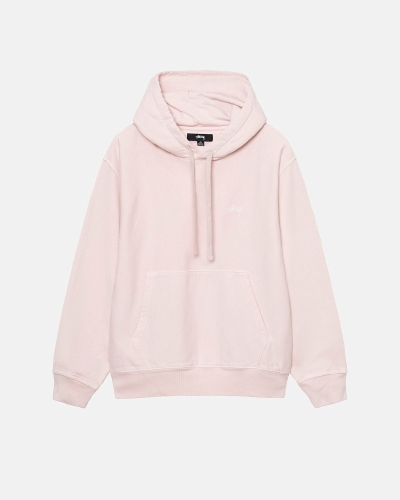 Pink Men's Stussy Overdyed Stock Logo Hoodies | AU0000050