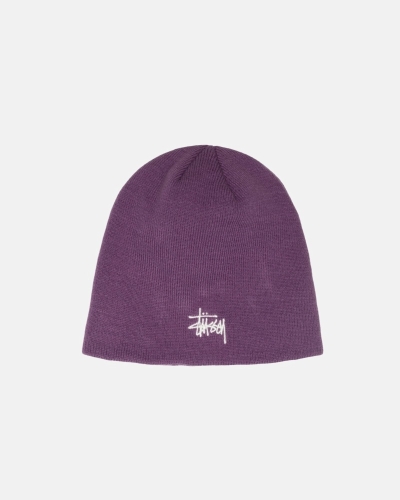 Purple Men's Stussy Basic Skullcap Beanie | AU0000387