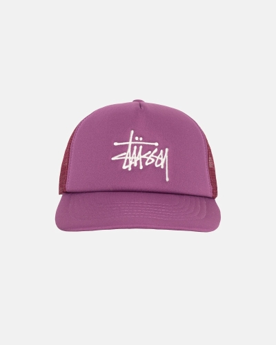 Purple Men's Stussy Big Basic Trucker Caps | AU0000400