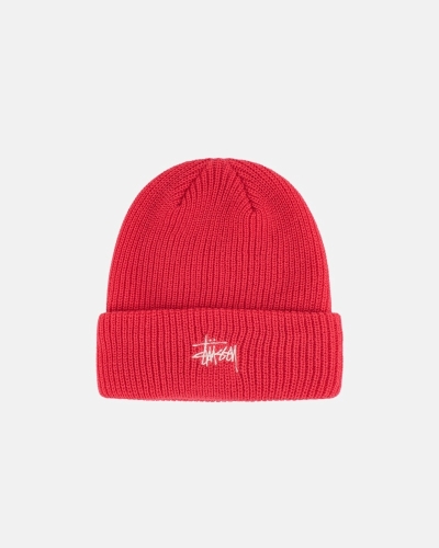 Red Men's Stussy Basic Cuff Beanie | AU0000380