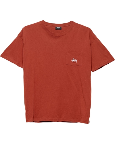 Red Men's Stussy Graffiti Pocket T Shirts | AU0000183