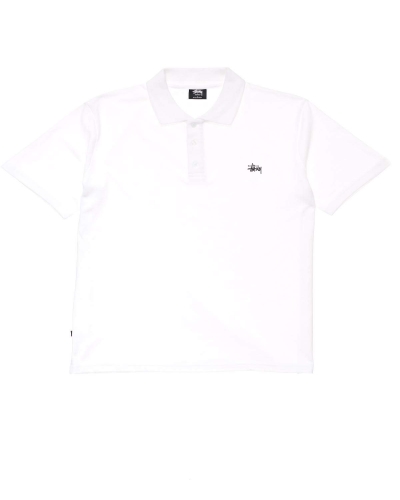 White Men's Stussy Authentic SS Polo Shirts | AU0000293