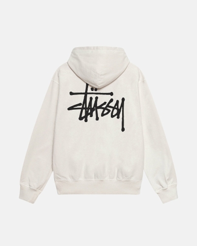 White Men's Stussy Basic Pigment Dyed Hoodies | AU0000012