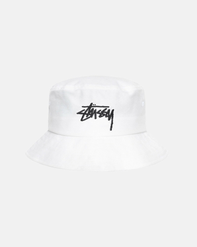 White Men's Stussy Big Stock Bucket Hats | AU0000404