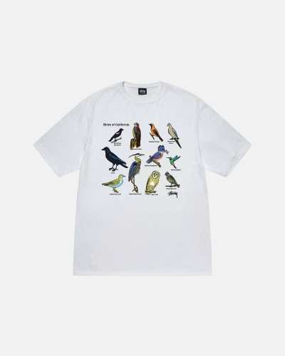 White Men's Stussy California Birds T Shirts | AU0000117