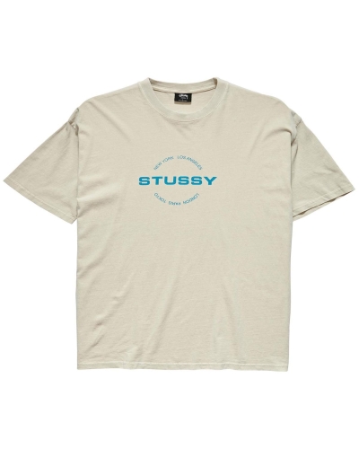 White Men's Stussy City Circle SS T Shirts | AU0000122