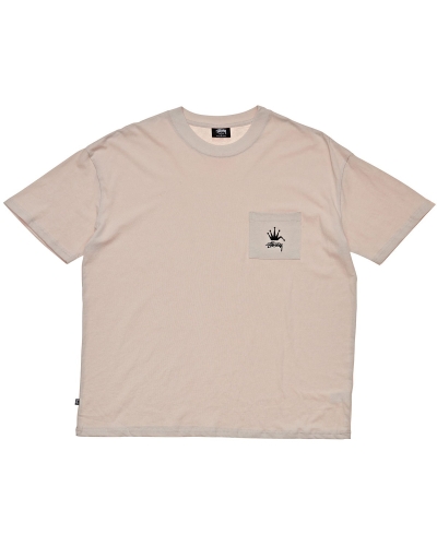 White Men's Stussy Crown Pocket SS T Shirts | AU0000147