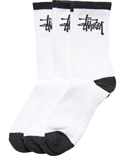 White Men's Stussy Graffiti Crew (3 Pack) Socks | AU0000727