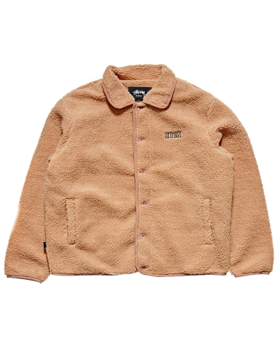 White Men's Stussy Sherpa Button Down Jackets | AU0000359