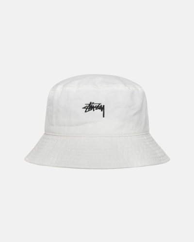 White Men's Stussy Stock Bucket Hats | AU0000481