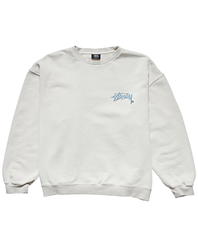 White Men's Stussy Stock Shadow Crew Sweaters | AU0000855