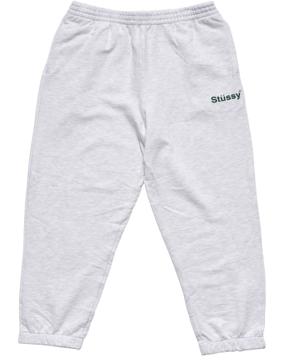 White Men's Stussy Text Fleece Track Pants | AU0001008