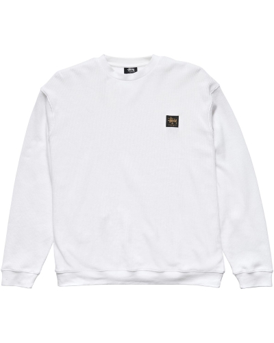 White Men's Stussy Workwear Waffle Crew Sweaters | AU0000866