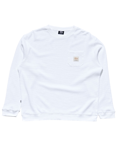 White Men's Stussy Workwear Waffle Crew Sweaters | AU0000867