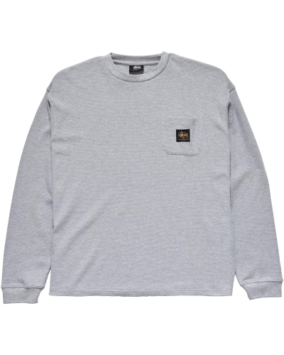 White Men's Stussy Workwear Waffle Sweatshirts | AU0000963