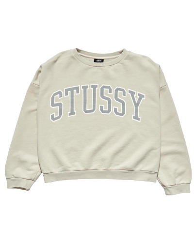 White Women's Stussy Campus OS Crew Sweaters | AU0000823