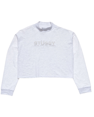 White Women's Stussy Chandler Mock Neck LS Sweatshirts | AU0000895