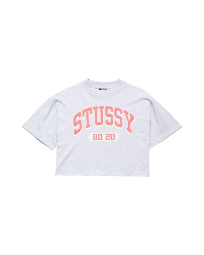 White Women's Stussy College Boxy T Shirts | AU0000131