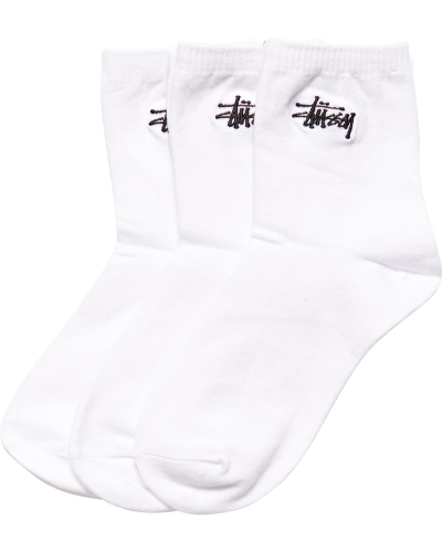 White Women's Stussy Graffiti Crew (3 Pack) Socks | AU0000728