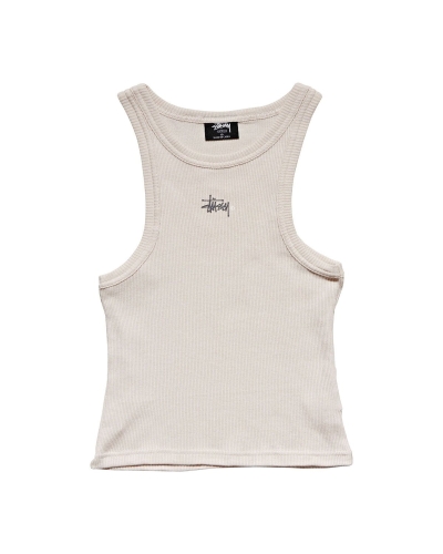 White Women's Stussy Graffiti Rib Cutaway Tanks | AU0000965