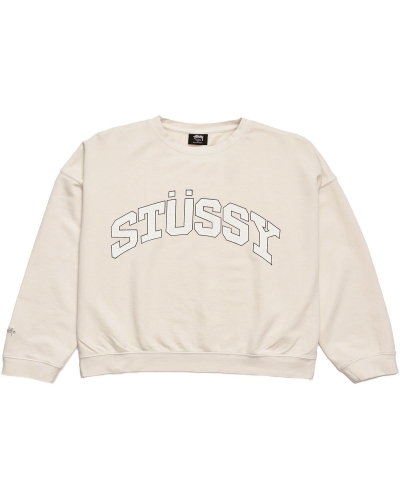 White Women's Stussy Scholarship BF Crew Sweaters | AU0000850