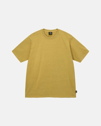 Yellow Men's Stussy Heavyweight Pigment Dyed Crew T Shirts | AU0000202