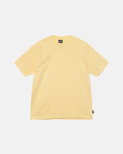 Yellow Men's Stussy Heavyweight Pigment Dyed Crew T Shirts | AU0000203